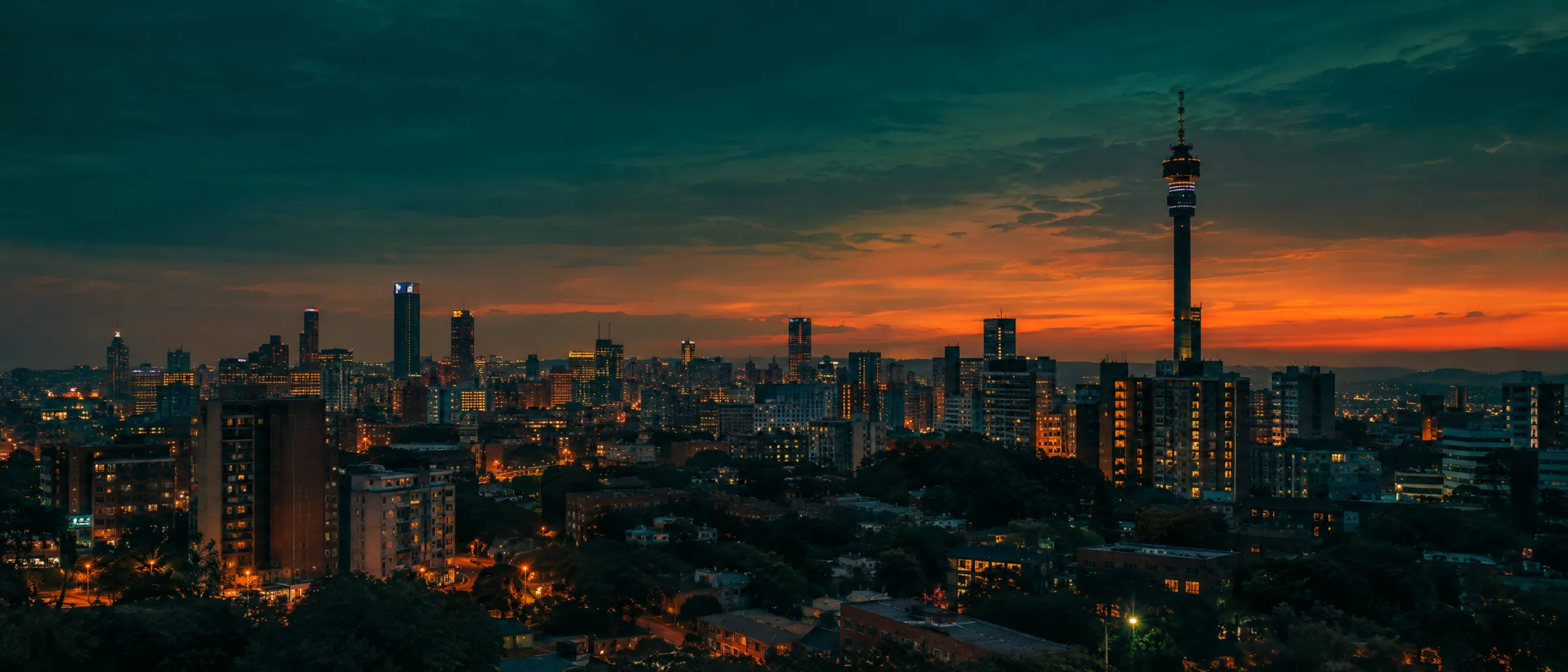 Johannesburg skyline at dusk